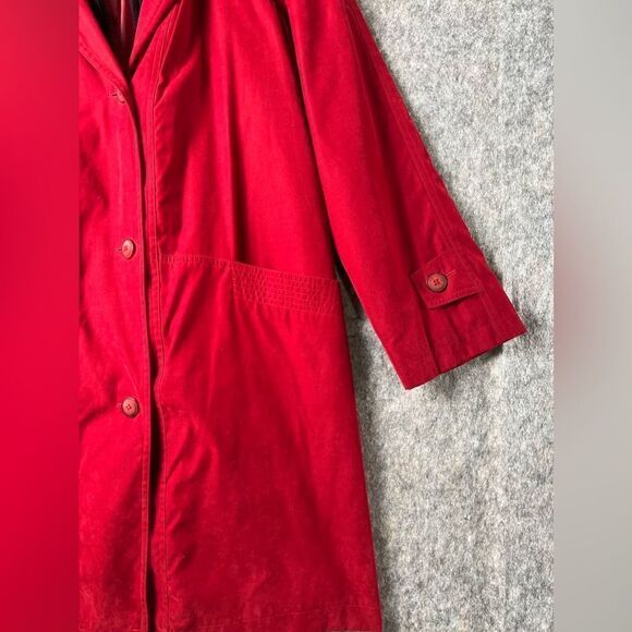 Gallery Womens Hooded Coat M Red Button/Zip Closure With Pockets - Picture 3 of 9